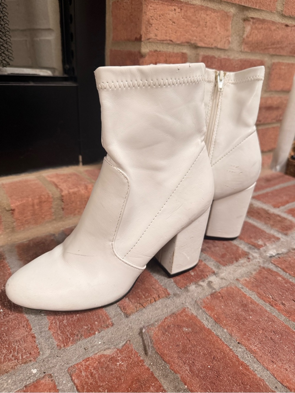 White Block Heel Ankle Boots - Stylish Women's Boots